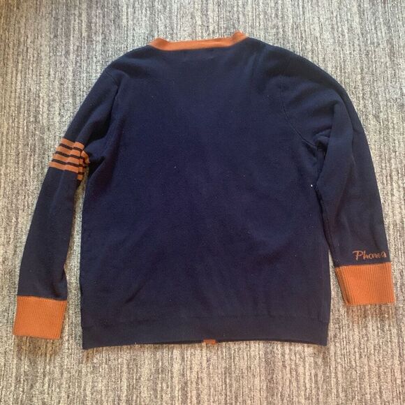 Pharos Academy Adult Small School Uniform Cardigan Sweater Navy Blue Orange - Picture 6 of 6